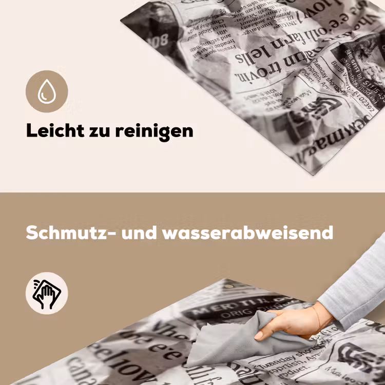 Krant - Gekreukeld - Textuur - Vintage - Zwart-wit Inductie beschemer met haakjes klein -ky-schoon-de