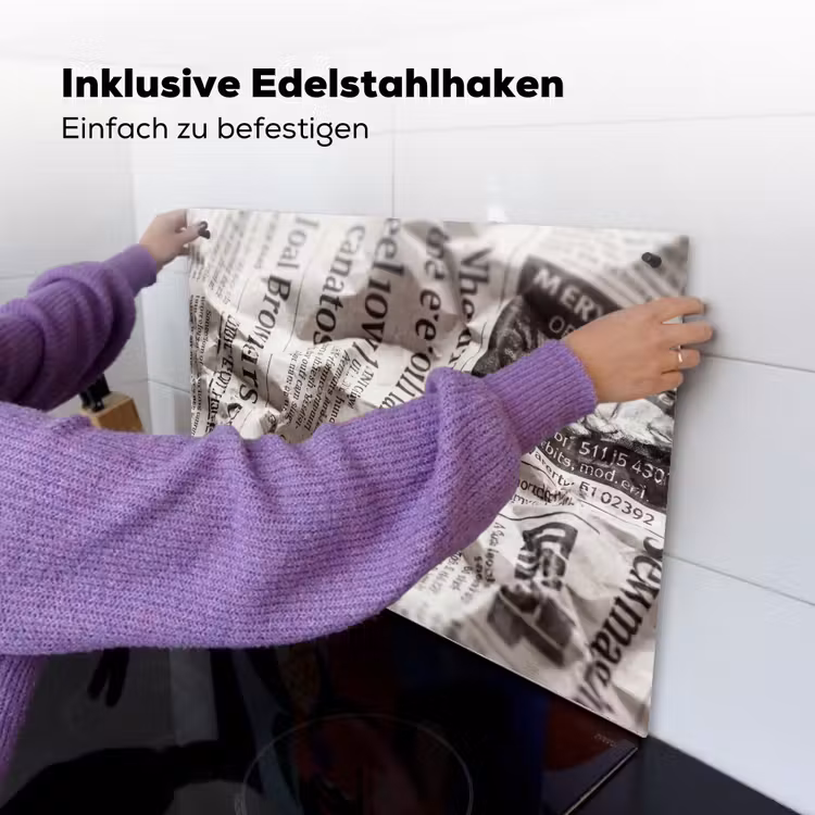 Krant - Gekreukeld - Textuur - Vintage - Zwart-wit Inductie beschemer met haakjes klein -ky-ophangen-de