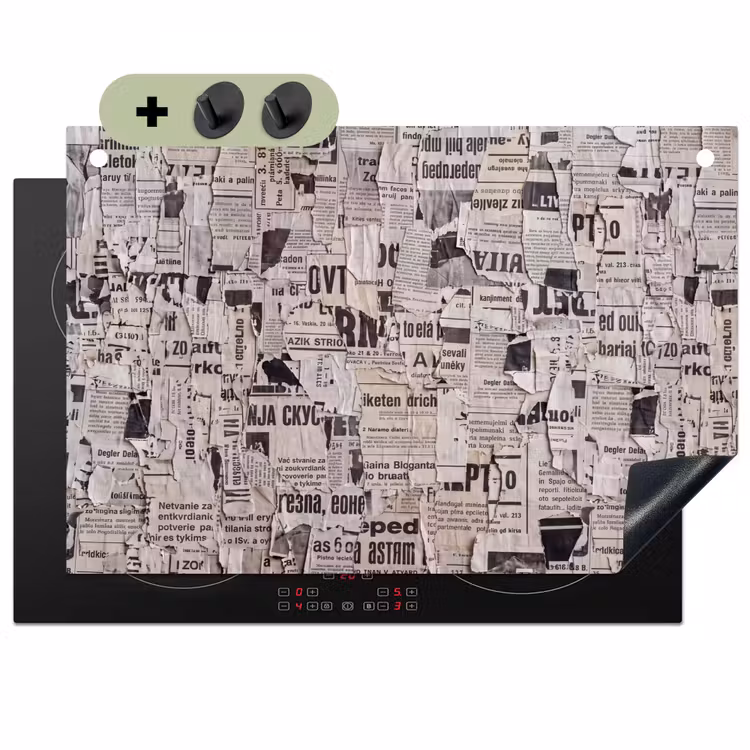 Krant - Gescheurd - Textuur - Abstract - Zwart-wit Inductie beschemer met haakjes klein -3d