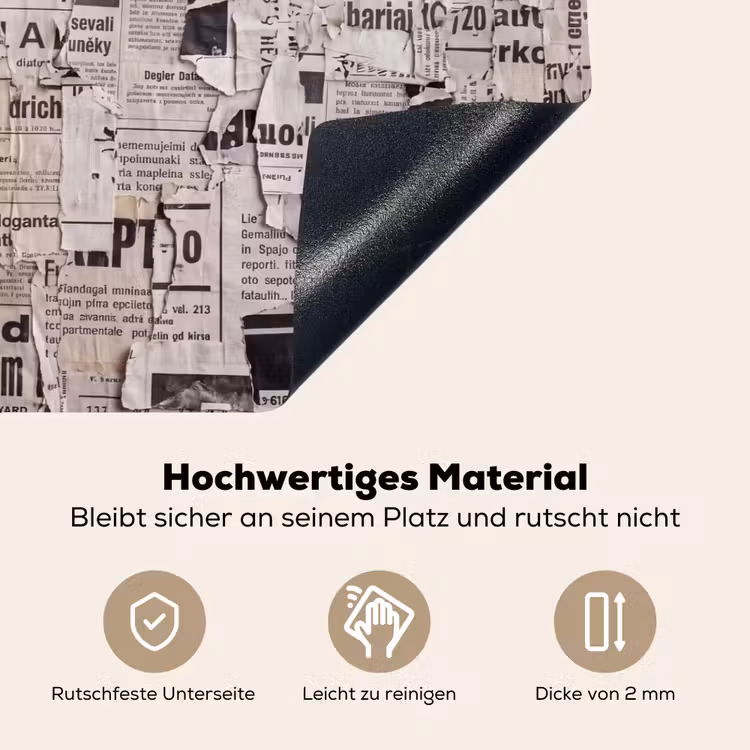 Krant - Gescheurd - Textuur - Abstract - Zwart-wit Inductie beschemer met haakjes klein -ky-onderkant-de