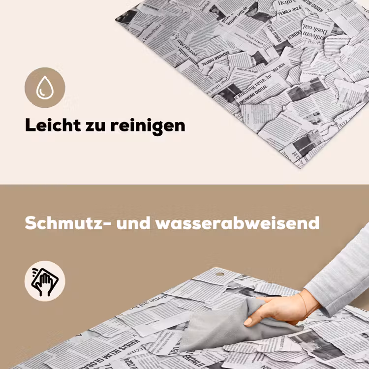 Krant - Versnipperd - Textuur - Zwart-wit - Abstract Inductie beschemer met haakjes klein -ky-schoon-de