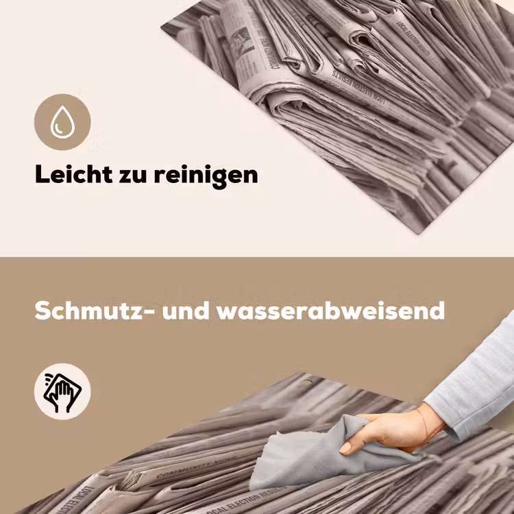 Kranten - Stapel - Nieuws - Vintage - Beige Inductie beschemer met haakjes klein -ky-schoon-de