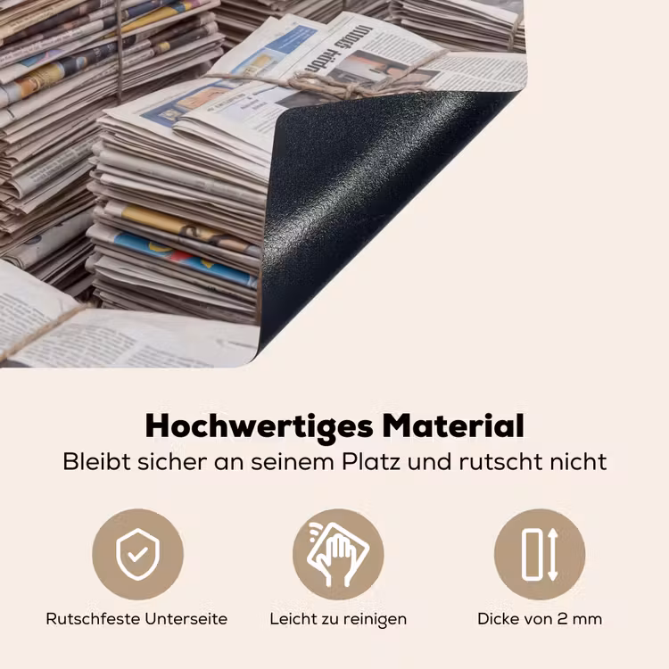 Kranten - Stapels - Touw - Informatie - Vintage Inductie beschemer met haakjes klein -ky-onderkant-de