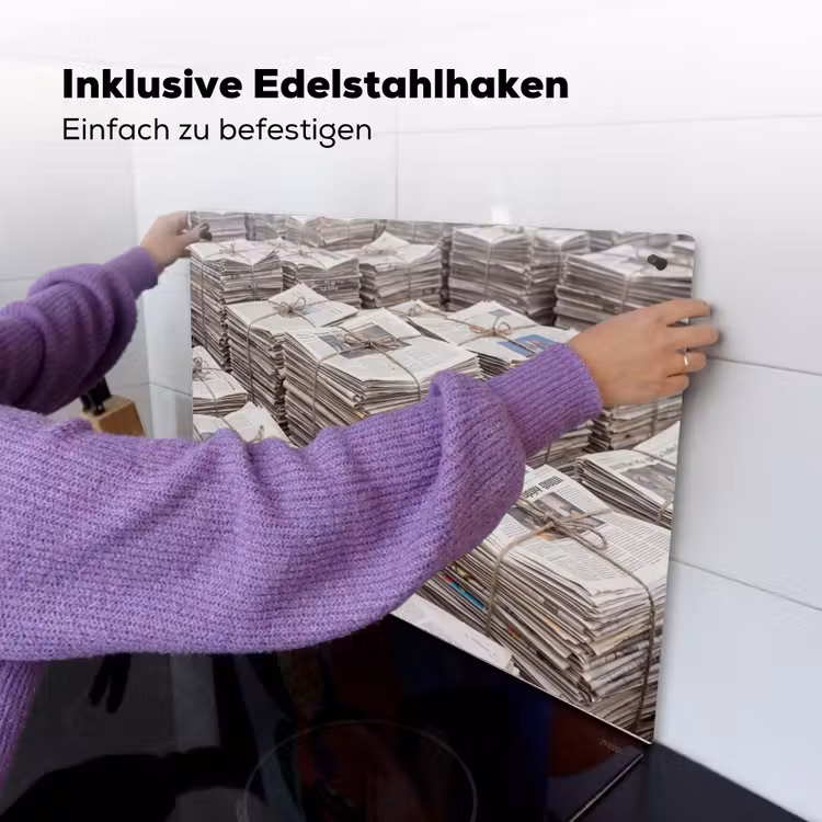 Kranten - Stapels - Touw - Informatie - Vintage Inductie beschemer met haakjes klein -ky-ophangen-de