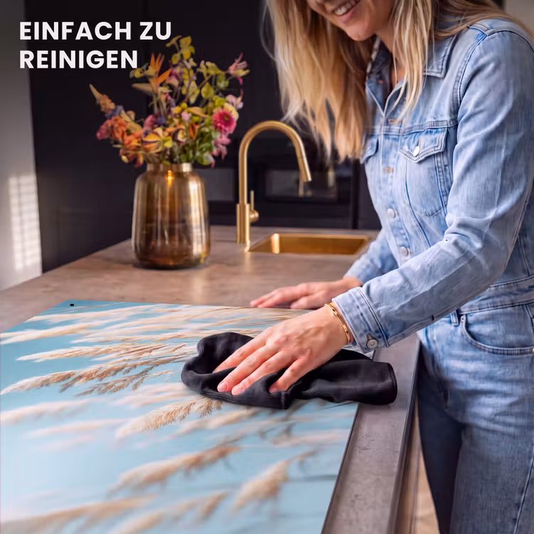 2-in-1 Herdabdeckplatte & Spritzschutz - Ziergras - Wind - Hellbraun - Siergras - Wind - Lichtbruin Inductie beschemer met haakjes klein