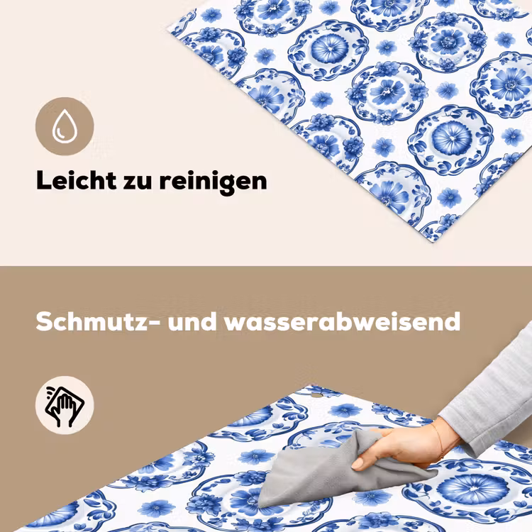 Sierborden - Bloemen - Blauw Inductie beschemer met haakjes klein 777 -ky-schoon-de