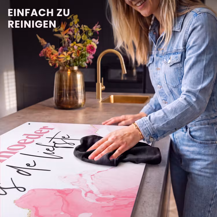2-in-1 Herdabdeckplatte & Spritzschutz - Zitat – Mommy – Meine Mutter ist die Liebste – Pink - Quote - Mommy - My mother is the sweetest - Pink Inductie beschemer met haakjes klein