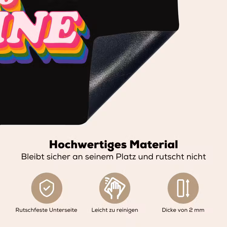 2-in-1 Herdabdeckplatte & Spritzschutz - Zitat - Regenbogen - Rosa - Schwarz - Quote - Regenboog - Roze - Zwart Inductie beschemer met haakjes klein