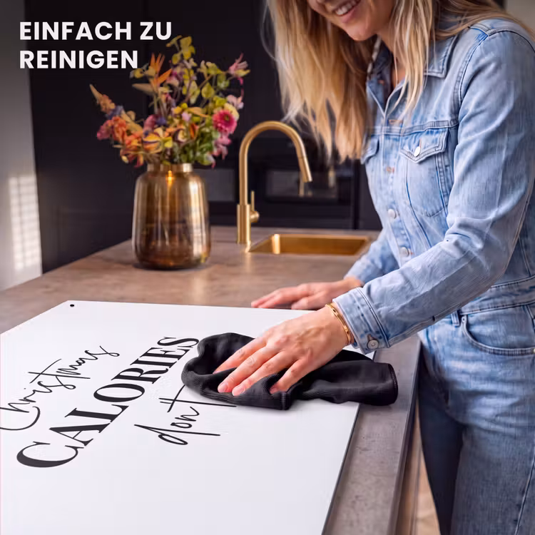 2-in-1 Herdabdeckplatte & Spritzschutz - Zitat Weihnachten - Winter - Weihnachtskalorien - Weiß - Kerst quote - Winter - Christmas calories - Wit Inductie beschemer met haakjes klein