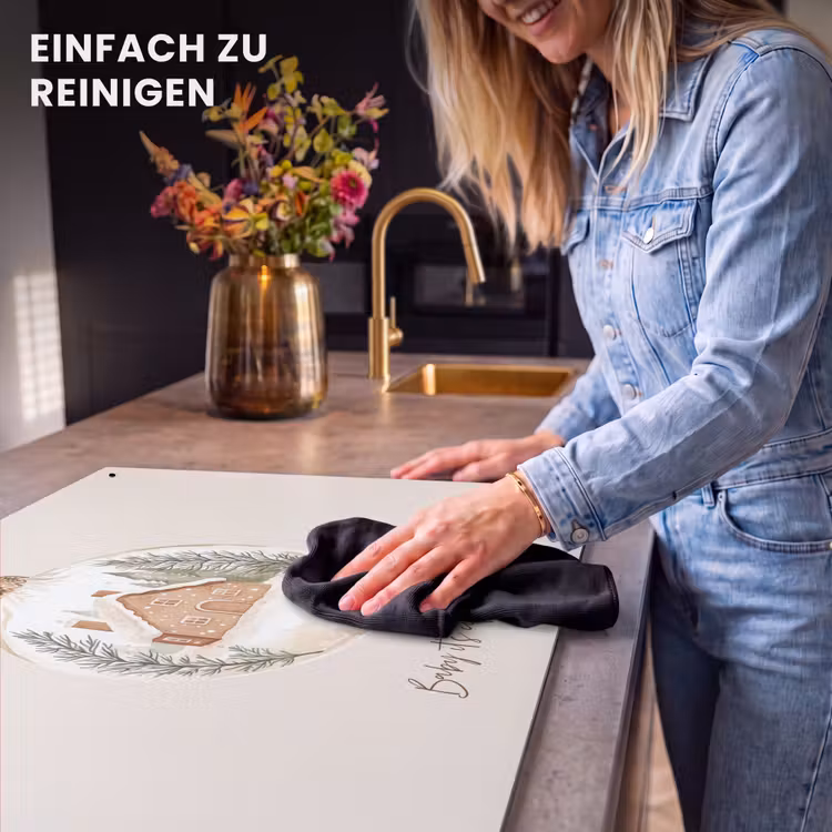2-in-1 Herdabdeckplatte & Spritzschutz - Zitat - Winter - Weihnachten - Beige - Weihnachtskugel - Quote - Winter - Kerst - Beige - Kerstbal Inductie beschemer met haakjes klein