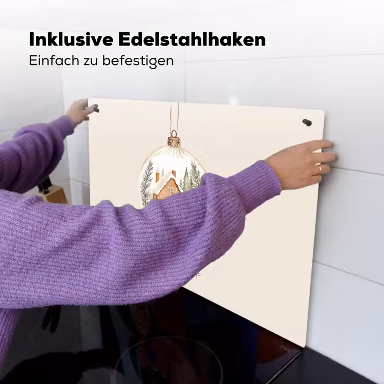 2-in-1 Herdabdeckplatte & Spritzschutz - Zitat - Winter - Weihnachten - Beige - Weihnachtskugel - Quote - Winter - Kerst - Beige - Kerstbal Inductie beschemer met haakjes klein