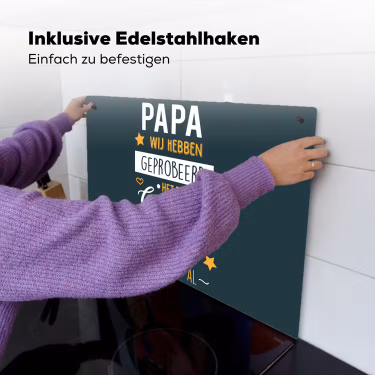 2-in-1 Herdabdeckplatte & Spritzschutz - Zitate - Daddy - Sprichwörter - Daddy du hast uns schon - Quotes - Papa - Spreuken - Papa jij hebt ons al Inductie beschemer met haakjes klein