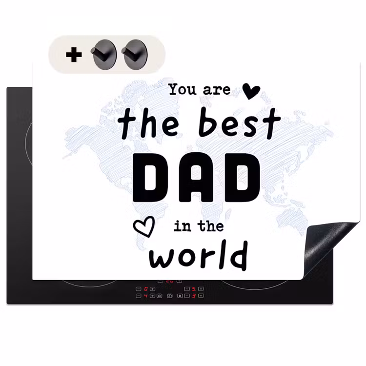 2-in-1 Herdabdeckplatte & Spritzschutz - Zitate - Der beste Papa der Welt - Sprichwörter - Papa - Quotes - The best dad in the world - Spreuken - Papa Inductie beschemer met haakjes klein