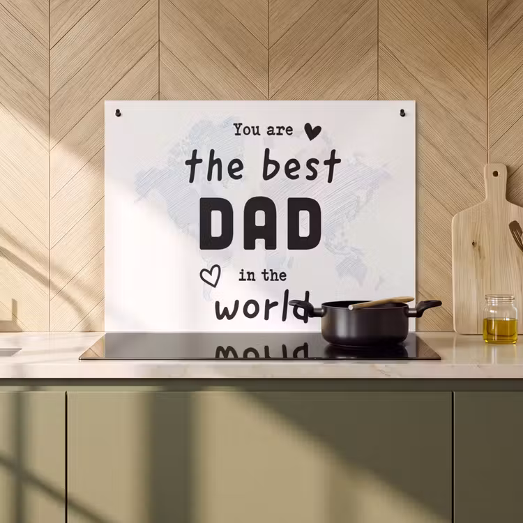2-in-1 Herdabdeckplatte & Spritzschutz - Zitate - Der beste Papa der Welt - Sprichwörter - Papa - Quotes - The best dad in the world - Spreuken - Papa Inductie beschemer met haakjes klein