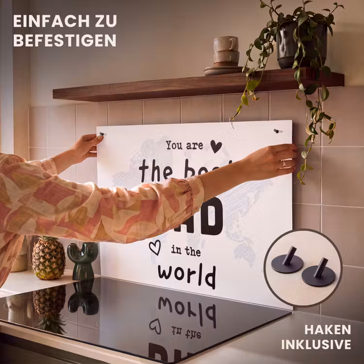 2-in-1 Herdabdeckplatte & Spritzschutz - Zitate - Der beste Papa der Welt - Sprichwörter - Papa - Quotes - The best dad in the world - Spreuken - Papa Inductie beschemer met haakjes klein
