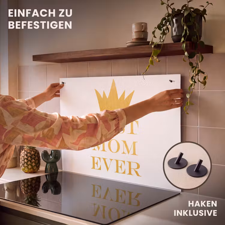2-in-1 Herdabdeckplatte & Spritzschutz - Zitate - Die beste Mutter aller Zeiten - Sprichwörter - Mum - Quotes - Best mom ever - Spreuken - Mama Inductie beschemer met haakjes klein