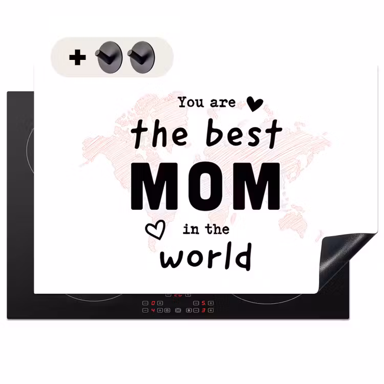 2-in-1 Herdabdeckplatte & Spritzschutz - Zitate - Du bist die beste Mutter der Welt - Sprichwörter - Mum - Quotes - You are the best mom in the world - Spreuken - Mama Inductie beschemer met haakjes klein
