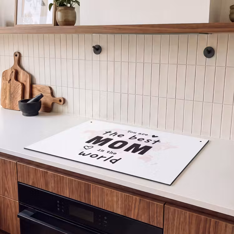 2-in-1 Herdabdeckplatte & Spritzschutz - Zitate - Du bist die beste Mutter der Welt - Sprichwörter - Mum - Quotes - You are the best mom in the world - Spreuken - Mama Inductie beschemer met haakjes klein
