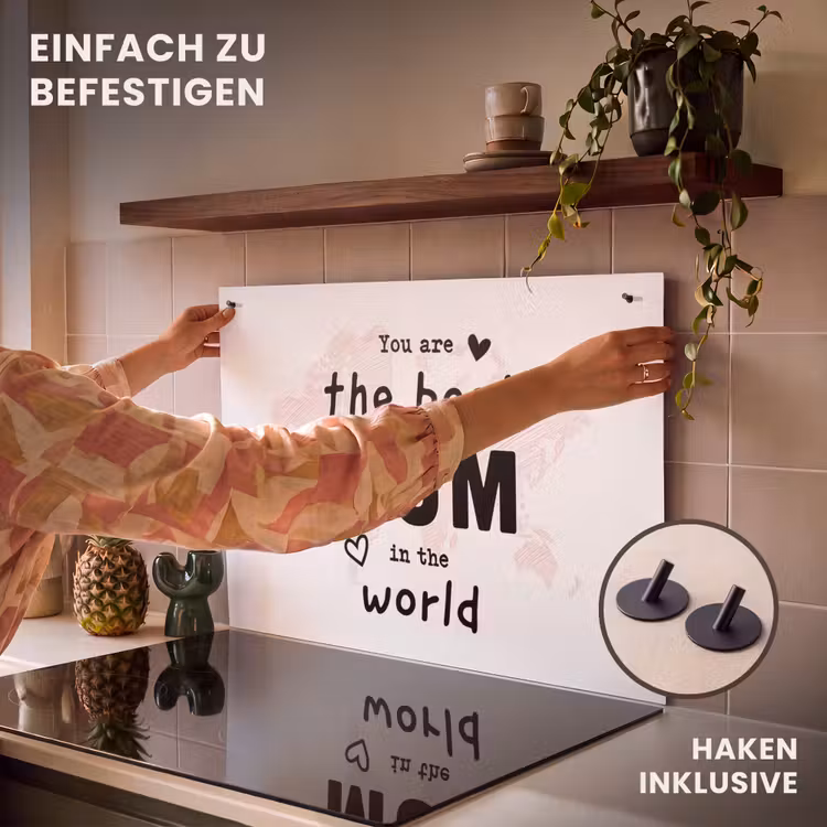 2-in-1 Herdabdeckplatte & Spritzschutz - Zitate - Du bist die beste Mutter der Welt - Sprichwörter - Mum - Quotes - You are the best mom in the world - Spreuken - Mama Inductie beschemer met haakjes klein