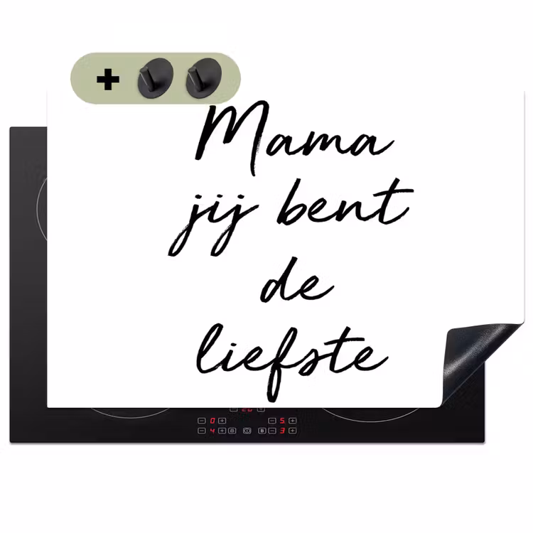 2-in-1 Herdabdeckplatte & Spritzschutz - Zitate - Mama, du bist die Süßeste - Mutter - Sprichwörter - Quotes - Mama jij bent de liefste - Moeder - Spreuken Inductie beschemer met haakjes klein