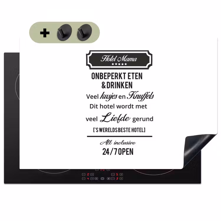 2-in-1 Herdabdeckplatte & Spritzschutz - Zitate – Mama – Sprichwörter – Hotel Mama - Quotes - Mommy - Proverbs - Hotel mom Inductie beschemer met haakjes klein