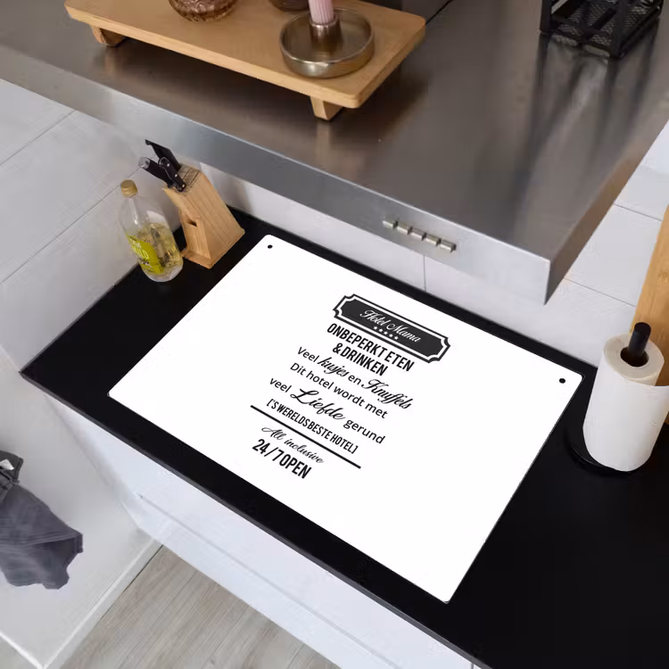 2-in-1 Herdabdeckplatte & Spritzschutz - Zitate – Mama – Sprichwörter – Hotel Mama - Quotes - Mommy - Proverbs - Hotel mom Inductie beschemer met haakjes klein