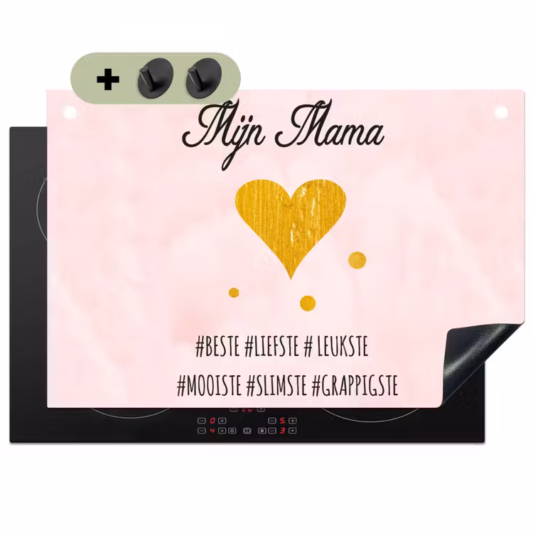 2-in-1 Herdabdeckplatte & Spritzschutz - Zitate - Mutter - Sprichwörter - Meine Mutter - Quotes - Moeder - Spreuken - Mijn mama Inductie beschemer met haakjes klein