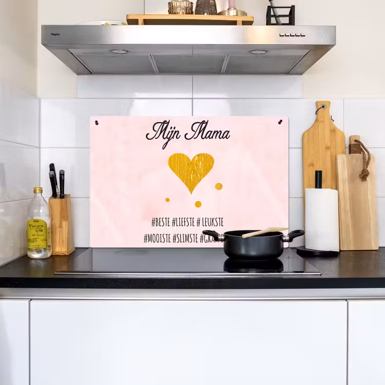 2-in-1 Herdabdeckplatte & Spritzschutz - Zitate - Mutter - Sprichwörter - Meine Mutter - Quotes - Moeder - Spreuken - Mijn mama Inductie beschemer met haakjes klein
