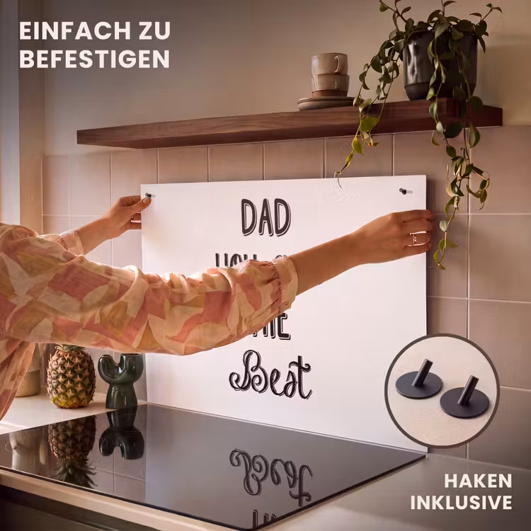 2-in-1 Herdabdeckplatte & Spritzschutz - Zitate - Papa du bist der Beste - Sprichwörter - Papa - Quotes - Dad you are the best - Spreuken - Papa Inductie beschemer met haakjes klein