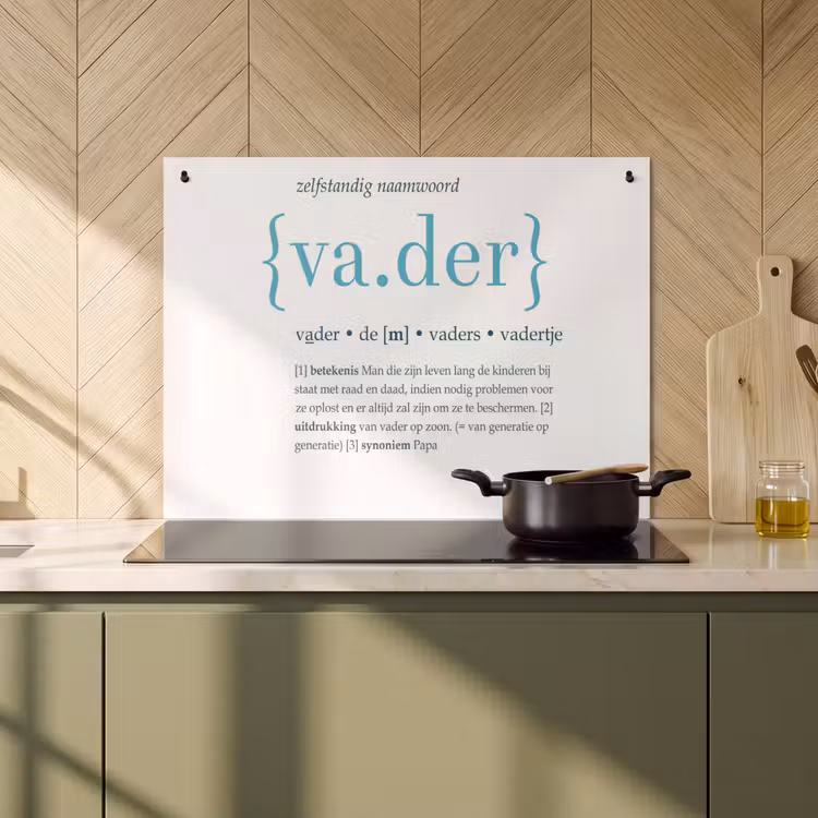2-in-1 Herdabdeckplatte & Spritzschutz - Zitate - Vater Definition - Sprichwörter - Wörterbuch - Quotes - Vader definitie - Spreuken - Woordenboek Inductie beschemer met haakjes klein