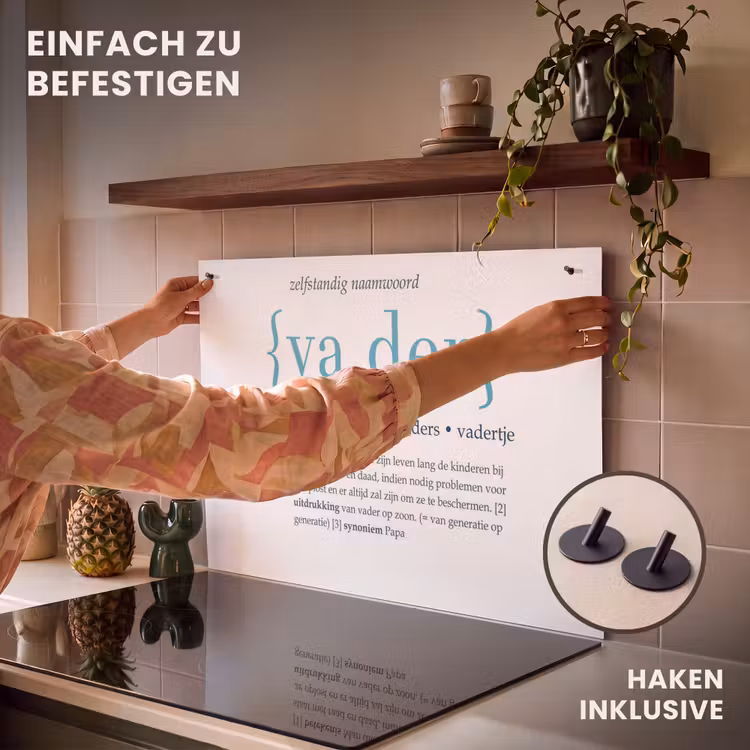 2-in-1 Herdabdeckplatte & Spritzschutz - Zitate - Vater Definition - Sprichwörter - Wörterbuch - Quotes - Vader definitie - Spreuken - Woordenboek Inductie beschemer met haakjes klein