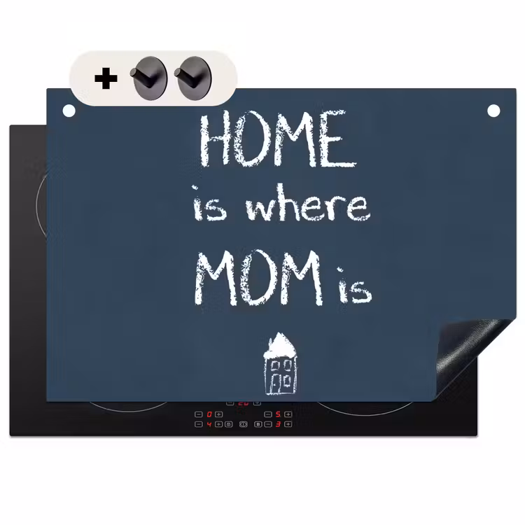 2-in-1 Herdabdeckplatte & Spritzschutz - Zitate - Zuhause ist, wo Mama ist - Sprichwörter - Mutter - Quotes - Home is where mom is - Spreuken - Moeder Inductie beschemer met haakjes klein
