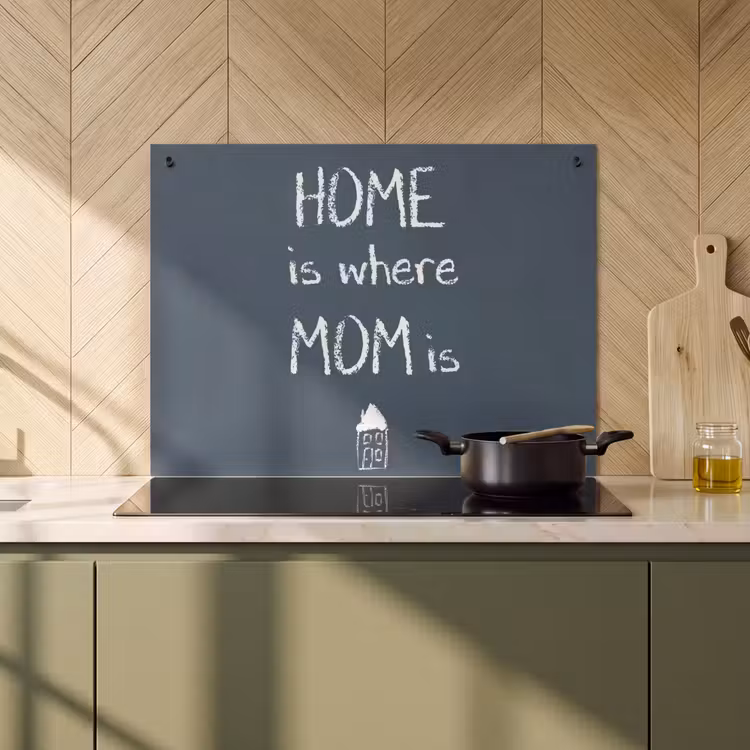 2-in-1 Herdabdeckplatte & Spritzschutz - Zitate - Zuhause ist, wo Mama ist - Sprichwörter - Mutter - Quotes - Home is where mom is - Spreuken - Moeder Inductie beschemer met haakjes klein