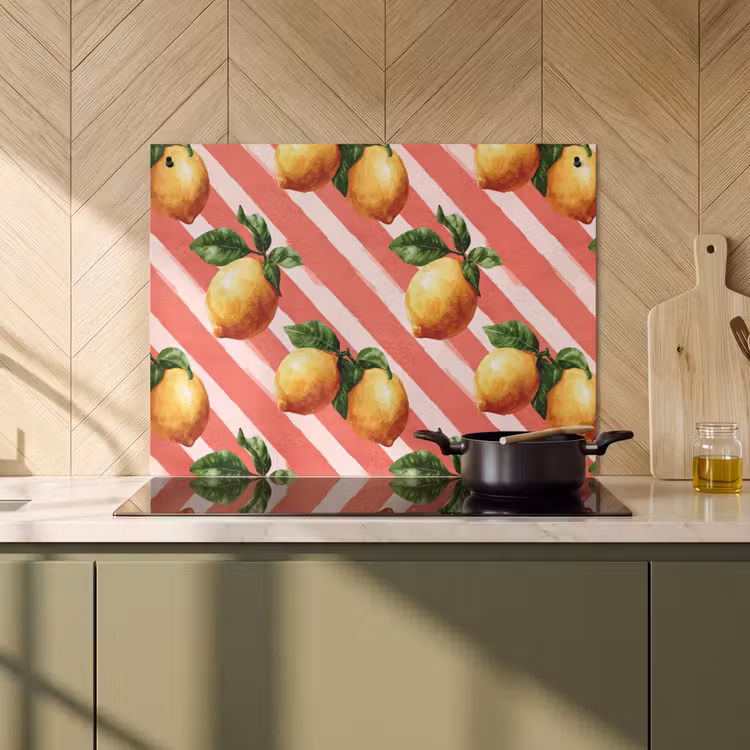 2-in-1 Herdabdeckplatte & Spritzschutz - Zitrone - Illustriert - Orange - Citroen - Geïllustreerd - Oranje Inductie beschemer met haakjes klein 777