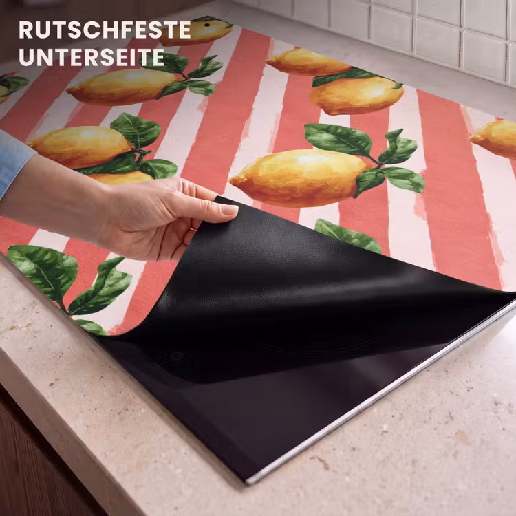 2-in-1 Herdabdeckplatte & Spritzschutz - Zitrone - Illustriert - Orange - Citroen - Geïllustreerd - Oranje Inductie beschemer met haakjes klein 777