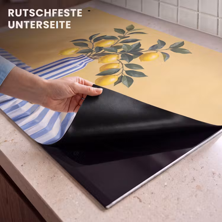 2-in-1 Herdabdeckplatte & Spritzschutz - Zitrone – Stillleben – Modern - Citroen - Stilleven - Modern Inductie beschemer met haakjes klein