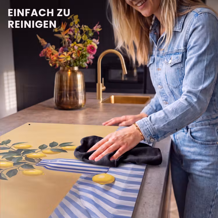 2-in-1 Herdabdeckplatte & Spritzschutz - Zitrone – Stillleben – Modern - Citroen - Stilleven - Modern Inductie beschemer met haakjes klein