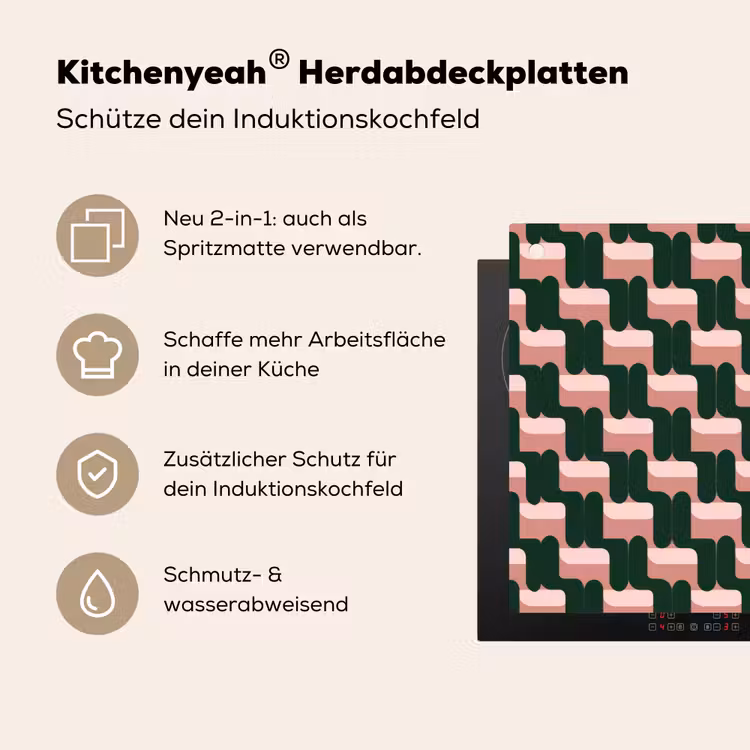 Vlechtpatroon - Groen - Roze - Geometrisch Inductie beschemer met haakjes klein 777 -ky-usp-de