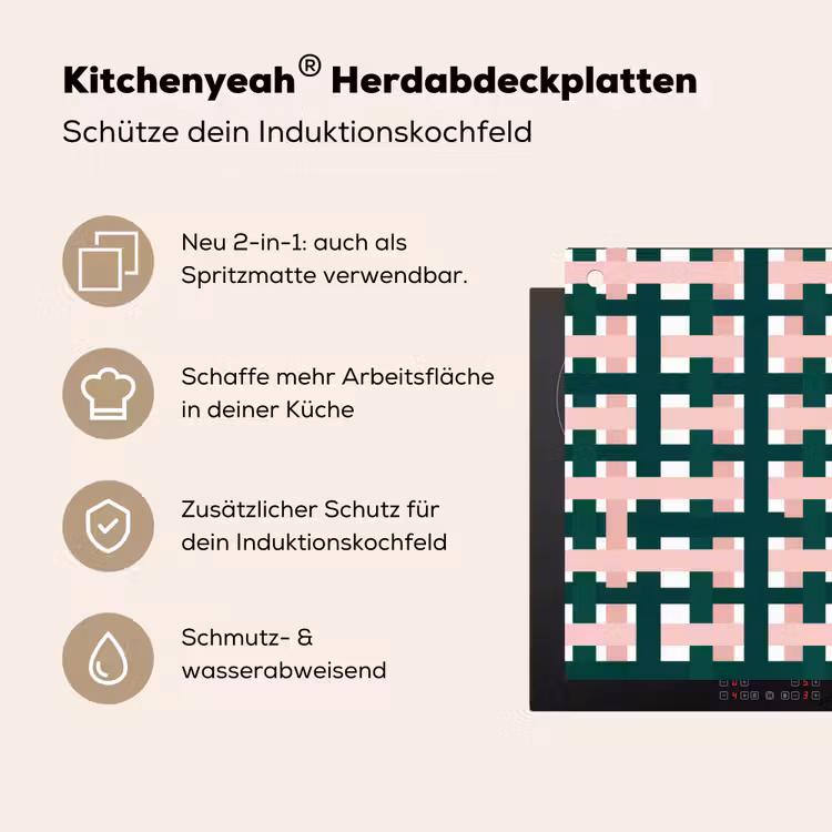 Vlechtpatroon - Groen - Roze - Grafisch Inductie beschemer met haakjes klein 777 -ky-usp-de
