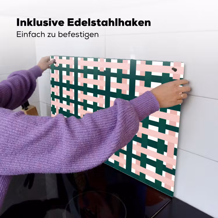Vlechtpatroon - Groen - Roze - Grafisch Inductie beschemer met haakjes klein 777 -ky-ophangen-de