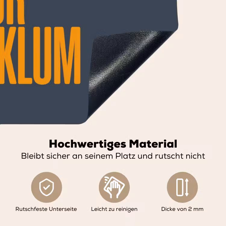 Too old for heidi klum - Geel - Blauw Inductie beschemer met haakjes klein -ky-onderkant-de