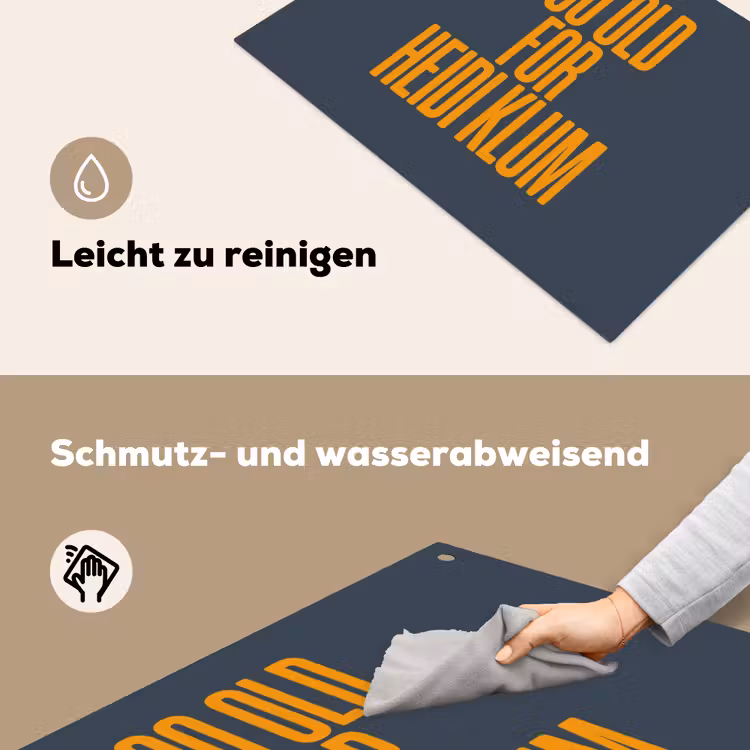Too old for heidi klum - Geel - Blauw Inductie beschemer met haakjes klein -ky-schoon-de