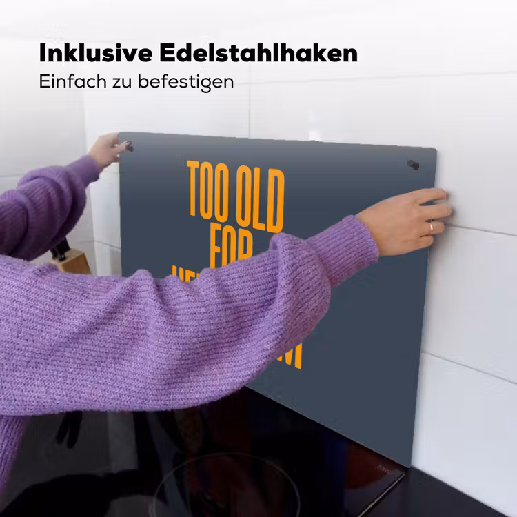 Too old for heidi klum - Geel - Blauw Inductie beschemer met haakjes klein -ky-ophangen-de