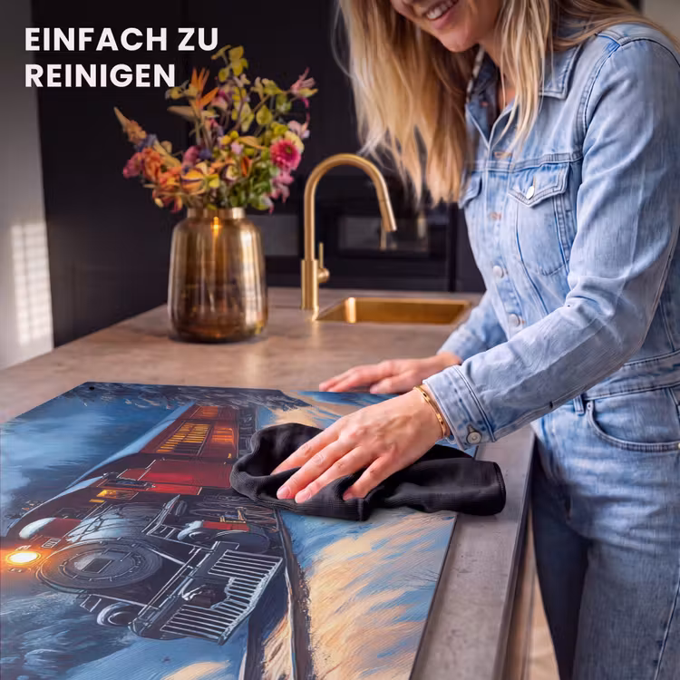 2-in-1 Herdabdeckplatte & Spritzschutz - Zug - Weihnachten - Schnee - Weihnachtszug — 5