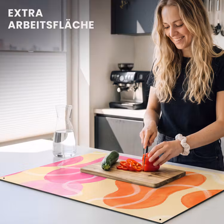 Abstract - Aquarel - Organisch - Oranje - Roze Inductie beschemer met haakjes klein -ky-usp-de