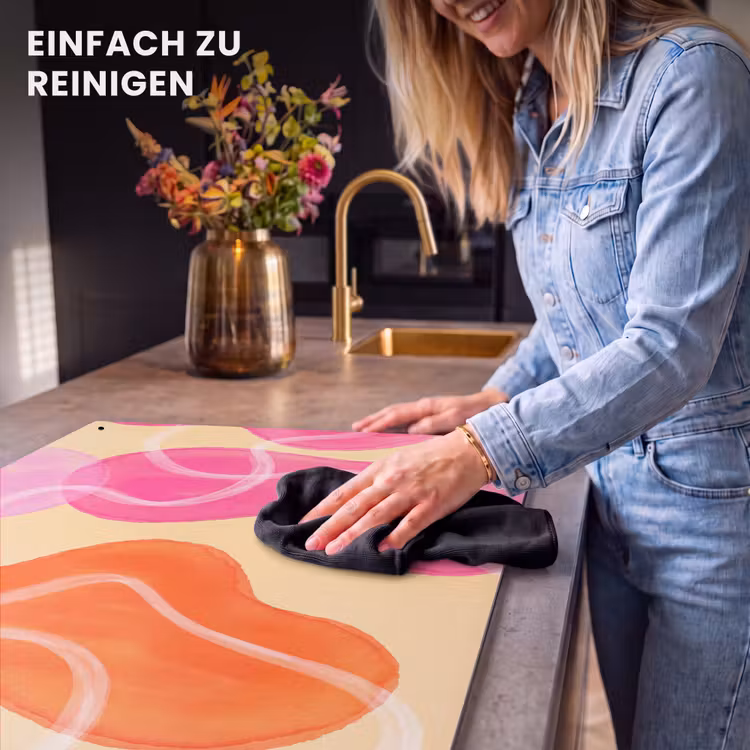 Abstract - Aquarel - Organisch - Oranje - Roze Inductie beschemer met haakjes klein -ky-schoon-de