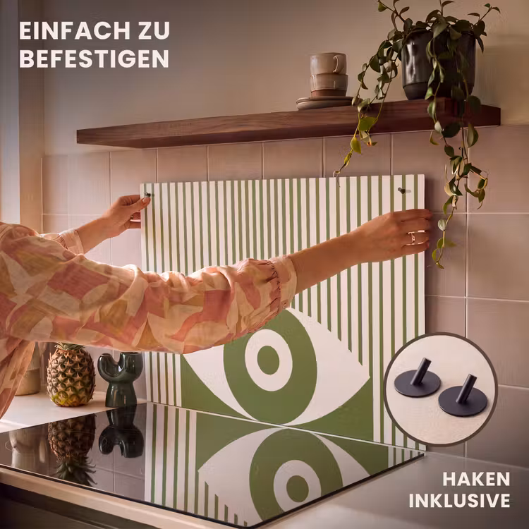 Abstract - Oog - Strepen - Modern - Groen Inductie beschemer met haakjes klein -ky-ophangen-de