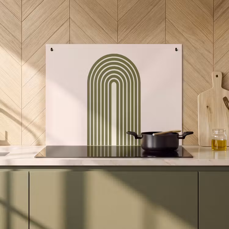 Abstract - Bogen - Modern - Groen - Kunst Inductie beschemer met haakjes klein -sfeer2