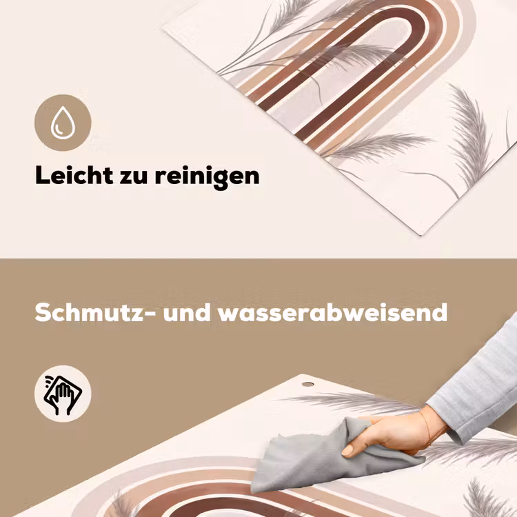 Abstract - Bogen - Plant - Boho - Beige Inductie beschemer met haakjes klein -ky-schoon-de