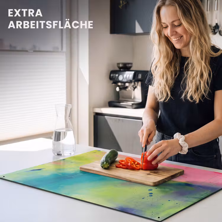 Abstract - Kleuren - Modern - Groen - Roze Inductie beschemer met haakjes klein -ky-usp-de
